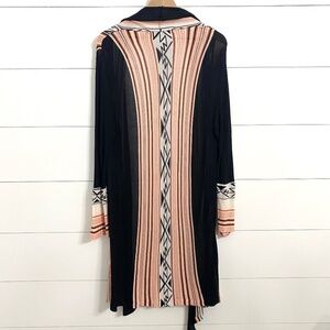 Cynthia Vincent Boho Southwest Print Long Open Cardigan Duster, Size Large